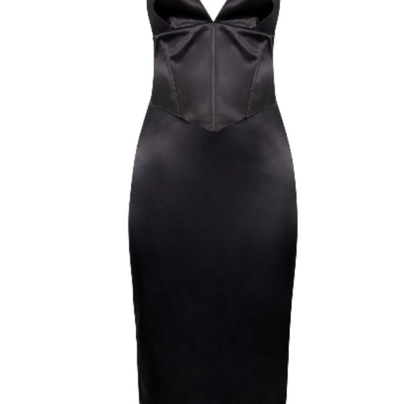 Meshki Black Satin Midi Dress - Picture 13 of 16